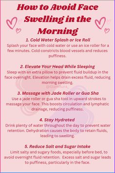 Say goodbye to morning puffiness with these simple tips! 🌸 Learn how to reduce facial swelling, de-puff your eyes, and wake up with a refreshed glow. These quick beauty hacks will have you looking radiant and ready to take on the day. Click to discover skincare secrets that prevent puffiness and boost your morning routine! #SkincareTips #DePuffingHacks #MorningGlow #BeautySecrets #HealthySkin #GlowUp
#skincare #skinhealth #skintransformation #skincarecommunity #tips #beautyblog #beautyroutine #beautyhacksforskin #routine #beautytipsandtricks #beautyhacksforskin #skinlove #fyp #1 #trendy #trendingnow Depuff Face In Morning, How To De Puff Your Face, Puffy Face In The Morning, How To Reduce Face Puffiness, Reduce Face Puffiness, Face Depuffing, Face Puffiness, Facial Swelling, Weekly Skincare Routine