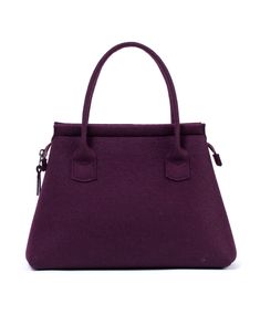 "Aubergine color Large handbag, Elegant tote bag, Woman travel size bag, Classic design woman bag Medium size compact handbag. Fits in airplane hand luggage size.. Inside pocket, not lined, superior quality metal zipper. *Contact us if you would like to order a different color! Material: 100% Merino Wool Felt Dimensions: H30cm x L45cm x W20cm H11.81\" x L17.72'' x W7.87'' Handle lenght: 40 cm / 15,75\" We create elegantly designed, 100% natural material, light, comfortable and high-quality felt bags that emphasize the individuality of the wearer and make them feel different. All our bags are handmade, every detail is well thought out and quality processed. Feltsyle bags are made using only the highest quality 100% natural Merino wool design felt. The quality of this textile has stood the t Purple Square Bags For Daily Use, Purple Rectangular Bags With Adjustable Handle, Purple Rectangular Bag With Removable Pouch, Purple Handheld Bag With Large Capacity, Purple Handheld Bags For Daily Use, Purple Handheld Satchel For Daily Use, Purple Handheld Bag For Daily Use, Large Capacity Handheld Purple Bag, Purple Satchel Box Bag For Everyday Use