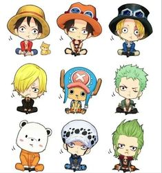 the seven main characters in one piece anime character drawing, character art, character design, character