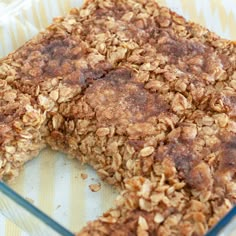 an oatmeal dessert in a glass dish