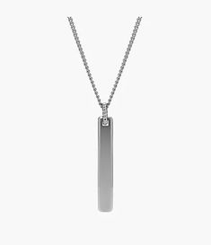 Modern Polished Chain Necklace For Everyday, Modern Chain Necklace With Polished Finish For Everyday, Everyday Metal Necklace With Square Pendant, Silver Sterling Dog Tag Necklace, Everyday White Gold Pendant Chain Necklace, Classic Metal Pendant Chain Necklace, Minimalist Silver Pendant Chain Necklace, Modern Stainless Steel Jewelry With Square Pendant, Modern Silver Initial Pendant Jewelry