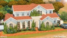 this is an artist's rendering of a house with red tile on the roof