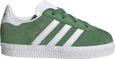 GREEN/FTWWHT/GOLD Green Sneakers With Rubber Sole For Spring, Green Sneakers For Spring Sports, Green Rubber Sole Sneakers For Spring, Spring Green Sneakers With Rubber Sole, Adidas Originals Gazelle, Adidas Originals, Adidas, Sneakers, The Originals