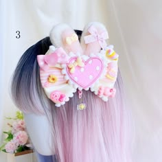 This price is for a badge only, others are not included. Kawaii Clay Hair Pin, Kawaii Accessories Juwas, Yume Kawaii Hair Accessories, Decora Kei Accessories, Sims 4 Kawaii Cc Clothing, Decora Aesthetic, Decora Accessories, Bunny Accessories, Magical Girl Outfit