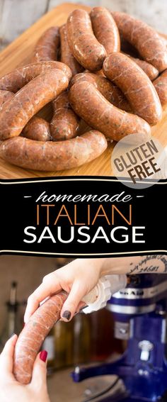 sausages on a cutting board with the words homemade italian sausage