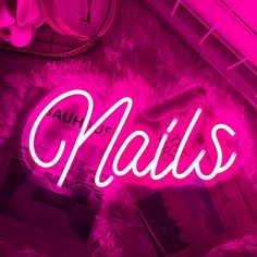 Nails Neon Sign Fondos Nails, Nail Salon Studio, Nail Wallpaper, Neon Light Wall Decor, Nails Wallpaper, Neon Light Wall, Nail Signs, Light Wall Decor, Nails Logo