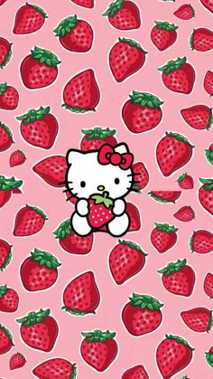 hello kitty wallpaper with strawberries and strawberrys