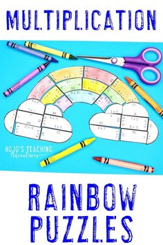 the rainbow puzzles are made with crayons and colored pencils to help students practice their math skills