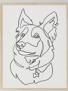 a black and white drawing of a dog