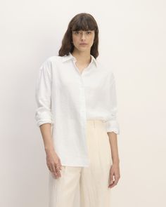 The Linen Boyfriend Shirt Oversized Linen Shirt, Linen Shirts Women, White Linen Shirt, The Boyfriend, Linen Color, Paris Outfits, Boyfriend Shirt, Linen Women, White Linen