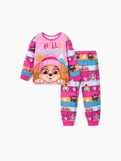 * Set includes: 1 Top + 1 Pants
* Soft and Comfy 
* Flame resistant
* Material: 96% Polyester, 4% Spandex
* Machine wash, tumble dry
* Imported
* Officially Licensed Nickelodeon PAW Patrol Merchandise Paw Patrol Nickelodeon, Pajamas Sets, Long Sleeve Pyjamas, Dress Set, Paw Patrol, Toddler Girls, Nickelodeon, Toddler Girl, Pajama Set