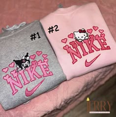 Hello Kitty or Kurumi Nike Embroidered Sweatshirt & Hoodies: Cute and Stylish Matching Sets Matching Embroidered Hoodies, Embroidered Clothes Ideas, Sweatshirts Ideas, Nike Embroidered Sweatshirt, Hoodies Cute, Images Hello Kitty, Hello Kitt, Hello Kitty Things, Kitty Clothes