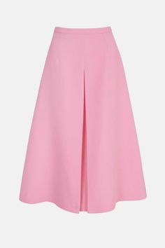 Sato A-Line Inverted Pleat Skirt In Pink Double Crepe | Emilia Wickstead Pleated A Line Skirt, Inverted Pleat Skirt, Crepe Skirt, Pleats Skirt, Pink Midi Skirt, Crepe Skirts, Tailored Clothes, Kick Pleat, Skirts Midi High Waisted