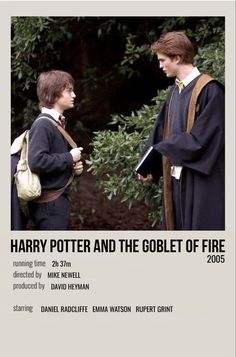 harry potter and the goblet of fire poster with two young men in robes