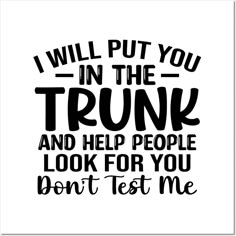 i will put you in the trunk and help people look for you don't test me