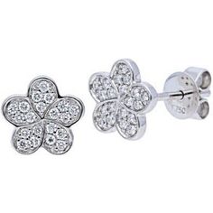 Sofer Jewelry - Pave Diamond Flower Stud Earrings in 14K White Gold Luxury Flower Earrings For Formal Occasions, Luxury White Gold Diamond Flower Earrings, Classic White Gold Flower Earrings For Pierced Ears, Luxury Flower Shaped Diamond Earrings With Accents, Luxury Flower-shaped Diamond Earrings With Accents, Luxury Flower Shaped Diamond Wedding Earrings, Flower-shaped Cluster Earrings With Diamond Accents, Luxury Flower Shaped Pierced Earrings, Luxury Floral Cluster Earrings As Gift