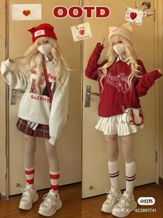 Cute Dnd Outfits, Starflesh Core Aesthetic Outfits, Girly Korean Outfits, Anime Style Clothes, Harajuku Jacket, Red And White Outfits, 일본 패션