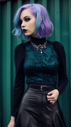 Goth With Color, Goth Fashion Women, Elegant Goth Outfits, Sophisticated Goth, Colorful Goth, Business Goth, Clean Goth