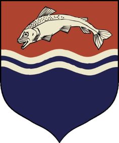 the coat of arms and crests of two different departments, one with a fish on it