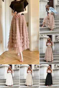 Tiered Elastic Waist Tulle Maxi Skirt Tulle Skirt Outfits Casual, Tulle Skirts Outfit, Tulle Maxi Skirt, Sewing Clothes Women, Mom Fashion, Sarah Jessica, Style Fall, Clothes Women, Find You