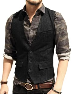 Mens Tweed Vests Cowboy Western Vintage Wool Blend Herringbone S M Large XL XXL | eBay Casual Suit Vest, Business Vest, Mens Vest Fashion, Formal Vest, Tweed Waistcoat, Tweed Vest, Men's Waistcoat, Mens Suit Vest, Herringbone Tweed