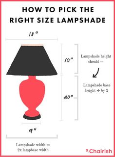 how to pick the right size lampshade for your home or office - chart