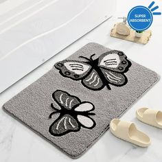 Wergifts Bathroom Rugs Non Slip Washable, Beige Large Bath Mats for Bathroom Floor, Soft Cute Daisy, Shaggy Soft and Absorbent, Thick Plush Shower Bath Rug Runner Decor, 20" X 32" Size: 20" x 32".  Color: Gray. Runner Rug In Bedroom, Black Bathroom Rug, Bedroom Runner Rug, Butterfly Bathroom, Funny Bath Mat, Large Bath Mat, Bath Runner Rugs, Cute Bath Mats, Large Bath