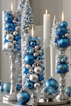 1. #ChristmasDecorations
2. #BlueAndSilverTheme
3. #HolidayInspiration
4. #FestiveHomeDecor