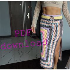 a woman in a skirt with the words pie download on it's side