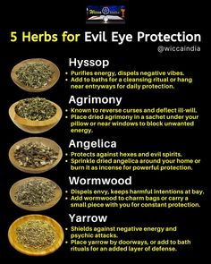 Wicca India School Of Magick & Occult Sciences | 👁️ Protect Yourself from the Evil Eye with These Rare Herbs! 🌿✨ Feeling the need for extra protection? These lesser-known herbs have... | Instagram Herbs For Negative Energy, Spell Jar Herbs, Wisdom Spell, Protection Herbs, Magical Herbs Witchcraft, Herbs For Protection, Spell Ingredients, Homestead Business, Glamour Magick