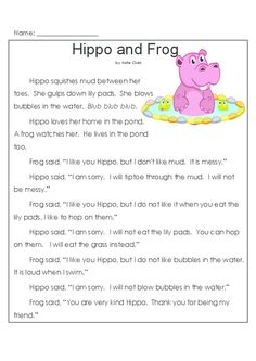 a page from the book hippo and frog