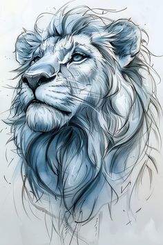 an artistic drawing of a lion's head