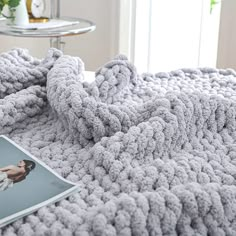 PRICES MAY VARY. ☎☎ ☎ SPECIAL NOTICE - Size of pictures is in 51" x 63", 40" x 60" is a medium size throw for love seats and the actual throw size is much smaller than the blanket shown in pictures. Before purchasing, please make sure that you are choosing the right size you want. HOLEY CHUNKY KNIT BLANKET - Our grey chunky throw blanket is 100% hand knit with jumbo chenille Yarn. This plush chunky blanket will be a good home décor throw blanket for couch, bed and sofa. PERFECT MEDIUM SIZE CHUNK Dresser Fireplace, Grey Velvet Bed, White Chaise, Black Nightstands, Cozy White Cottage, Big Knit Blanket, Blankets For Couch, Chunky Knit Blankets, Cable Knit Blankets