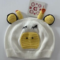 Nwt Hanna Andersson White Knitted Giraffe Hat. Playful Knit Beanie, Playful Warm Knit Beanie, Playful Hand Knitted Hat, Playful Hand-knitted Hats, Cute Knitted Acrylic Beanie, Cute Adjustable Knit Beanie, Cute Warm Knit Crochet Hat, Cute Warm Crochet Knit Hat, Cute White Knitted Beanie