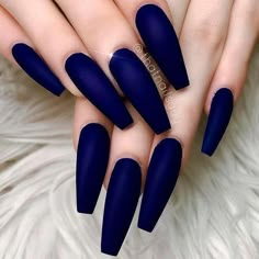 Coffin Nails Matte, Nails Dark, Blue Acrylic Nails, Coffin Shape Nails, Winged Liner, Nail Swag, Dark Nails