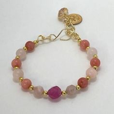 Wire Semi Precious Stone Bracelet With Charms. Gold Morganite Chalcedony Tourmaline And Rhodonite Gold And Pink Cc058 - Adjustable Closure - 7.5 Inches Long - 100% Handmade - Excellent Quality And Design! - Super Cute, Trendy And Brand New Boutique Item. - Wear It Alone Or Create Stacks Combinations With More Bracelets. - Ask Me Any Questions Before Purchasing. - Next Day Delivery - Shop With Confidence, What You See Is Exactly What You Get. - Exclusive. - Made In Usa. - No Pet And Smoke Free En Adjustable Pink Beaded Bracelets With Natural Stones, Spiritual Rose Quartz Pink Bracelets, Pink Natural Stones Crystal Bracelet, Spiritual Pink Rose Quartz Bracelets, Pink Rose Quartz Spiritual Bracelet, Spiritual Pink Rose Quartz Bracelet, Pink Adjustable Dainty Bracelets, Pink Natural Stones Jewelry Bracelet, Pink Rose Quartz Round Bracelet