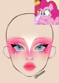 Pop Rock Makeup, Pinky Pie Makeup, Miss Piggy Makeup, Pinkie Pie Makeup, Mlp Makeup, Cute Pink Makeup Looks, Face Paint Makeup Ideas, Pinkie Pie Hair, Makeup Ideas Fun