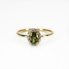 Diamond Peridot Ring Solid Gold Ring Peridot Engagement - Etsy Peridot And Diamond Engagement Rings, Diamond And Peridot Engagement Rings, Engagement Ring Peridot, Green Halo Rings For Anniversary, Green Ring With Halo Design For Anniversary, Green Halo Design Ring For Anniversary, Green Halo Promise Ring, Yellow Gold Peridot Ring With Center Stone, Yellow Gold Peridot Diamond Ring