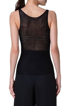 The naked dressing craze that swept the 2024 runways makes an appearance with a daring mesh tank crafted entirely from lightweight silk. 23" length (size 4) Scoop neck Sheer; base layer shown not included Lined 100% silk Dry clean Imported Designer Clothing Sheer Mesh Tank Top For Night Out, Sheer Tank Top For Night Out, Sheer Fitted Mesh Tank Top, Sheer Fitted Sleeveless Tank Top, Fitted Sheer Mesh Tank Top, Sleeveless Stretch Mesh Top With Built-in Bra, Stretch Sleeveless Mesh Top With Built-in Bra, Fitted Mesh Tank Top With Built-in Bra, Fitted Sheer Sleeveless Mesh Top