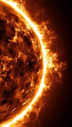 an image of the sun taken from space with bright yellow and orange flames around it