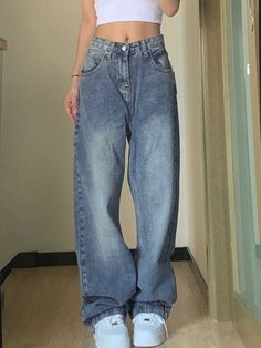 DETAILSMaterial: Cotton, PolyesterClosure Type: Zipper FlyWaist Type: HIGHFit Type: LOOSEFabric Type: Softener Boyfriend Jeans Style, Jeans Online Store, Street Y2k, 90s Baggy, Jumpsuit Outfit, A Boyfriend, Jeans Online, 가을 패션, Denim Trousers