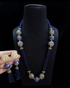 A Gift for someone most adorable for you. Suitable for all kind of outfits like lehenga, dresses, sarees and Denim. Necklace : 1 Traditional Blue Bridal Necklace For Party, Blue Festive Jewelry For Festivals, Festival Kundan Beaded Necklaces For Parties, Kundan Beaded Necklaces For Party And Festivals, Traditional Beaded Necklaces For Party, Traditional Blue Beaded Necklaces For Party, Traditional Blue Beaded Necklaces For Celebrations, Bollywood Style Beaded Necklaces For Festive Party, Bollywood Party Necklace With Zari Work