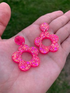 Pink Neon Sparkly Dangle Flower Earrings Handmade Pink Resin - Etsy Floral Jewelry, Flower Stud Earrings, Pink Neon, Flower Stud, Floral Jewellery, Resin Earrings, Flower Earrings Studs, Tucson Az