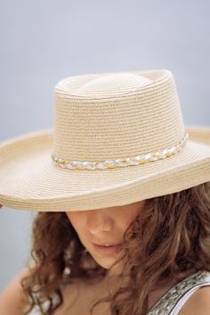 You'll have the perfect accessory for sunny days with the Sailor - Turned Brim Gambler. This lightweight hat is made of 80% paper and 20% polyester for a comfortable fit, with an adjustable band so you can find your perfect size. Plus, the brim size of 4" and UPF 50+ sun protection offers superior protection from the sun. Make a statement with the Silver tone and ultra braid turned brim gambler with mixed metallic braided PU band. Adjustable Fit Straw Hat With Curved Brim For Beach, Adjustable Curved Brim Straw Hat For Beach, Adjustable Toquilla Straw Sun Hat With Curved Brim, Adjustable Brimmed Straw Hat For Summer, Adjustable Sun Hat For Beach Season, Adjustable Fit Sun Hat For Beach Vacation, Adjustable Fit Sun Hat For Beach, Adjustable Sun Hat For Beach Vacation, Adjustable Sun Hat For The Beach