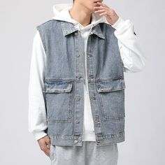 Fashion Mens Denim Vest Coats Waistcoats Color: Black,Blue Material: Cotton Blend Asian Size: M L XL XXL M: Length 66cm, Bust 106cm L: Length 68cm, Bust 110cm XL: Length 70cm, Bust 114cm XXL: Length 72cm, Bust 118cm Payment Method:  All kinds of payments Shipping: I ship it to US with Standard Speedpak Contact with me:  Please message me i will reply to you within 6 hours Return:  Accept 30 days after delievered return without reason Mens Denim Vest, Denim Vest Outfit, Denim Vest Men, Vest Outfits Men, Denim Gilet, Waistcoat Fashion, Sleeveless Jean Jackets, Streetwear Jackets, Denim Vests