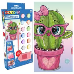 the craft kit is designed to look like a potted cactus with glasses on it