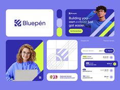 the bluepen website is displayed on a purple background