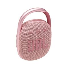 the jbl go portable bluetooth speaker is pink and has a handle on it