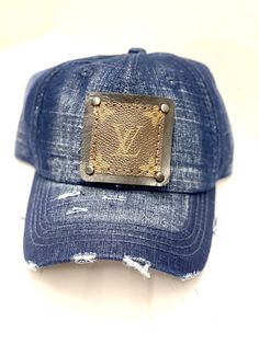 New Color GG16 - blue Jean Distressed Dad Hat Black/Black Beach Market, Custom Fitted Hats, Baby Notes, Lux Fashion, African Hats, Custom Trucker Hats, Womens Hats, Louis Vuitton Cap, Unique Hats