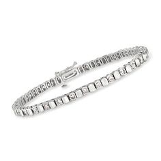 Ross-Simons - C. 1980 Vintage 3.00ct t. w. Diamond Bracelet in 14kt White Gold. 7". C. 1980. From our Estate collection, this elegant bracelet evokes the look of a tennis bracelet with its own added flair. On it, an impressive show of 3.00 ct. t. w. round brilliant-cut diamonds alternate with polished 14kt white gold stations for a bright, beautiful statement. Figure 8 safety. Push-button clasp, diamond bracelet. Exclusive, one-of-a-kind Estate Jewelry. Diamond birthstones are the perfect gift f Formal Diamond Bracelet With Vvs Clarity Baguette Cut, Elegant White Gold Tennis Bracelet Channel Set, Vvs Clarity Baguette Cut Diamond Bracelet For Formal Events, Elegant White Gold Tennis Bracelet With Channel Set, Classic Silver Tennis Bracelet With Channel Set, Classic White Gold Diamond Bracelet With Baguette Cut, Classic Baguette Cut Diamond Bracelet With Jubilee Band, Classic Channel Set Diamond Bracelet For Wedding, Classic Baguette Cut Diamond Bracelet For Anniversary